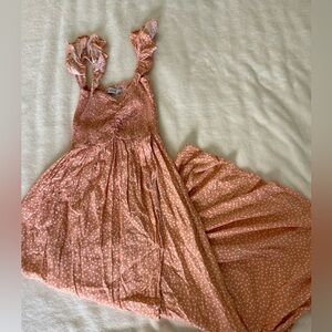 Tiare Hawaii Peach Polka Dot Midi Dress